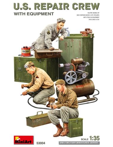 MINIART MIN53004 U.S.REPAIR CREW W/EQUIPMENT KIT 1:35 Modellino