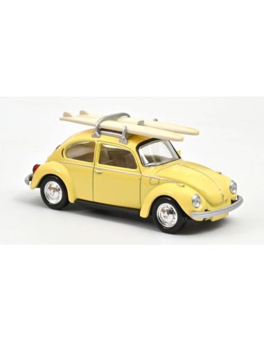 NOREV NV841007 VW BEETLE 1303 1973 PASTEL YELLOW WITH SURFBOARDS JET-CAR 1:43 Modellino