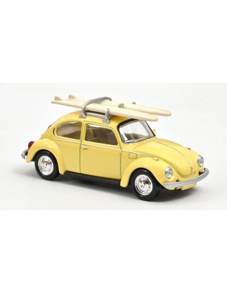 NOREV NV841007 VW BEETLE 1303 1973 PASTEL YELLOW WITH SURFBOARDS JET-CAR 1:43 Modellino