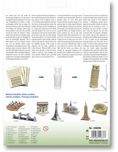 Folia 34006 3D MODELLOGIC DER SCHIEFE TURM VON PISA 30  Pezzi Kit Modellino