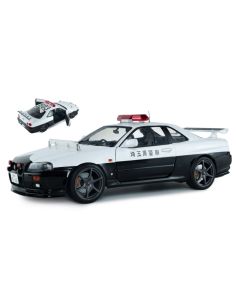 SOLIDO SL1804317 NISSAN SKYLINE GT-R (BNR34) JAPANESE POLICE WHITE 1999 1:18 Modellino
