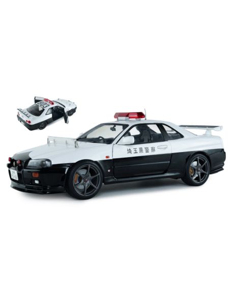 SOLIDO SL1804317 NISSAN SKYLINE GT-R (BNR34) JAPANESE POLICE WHITE 1999 1:18 Modellino