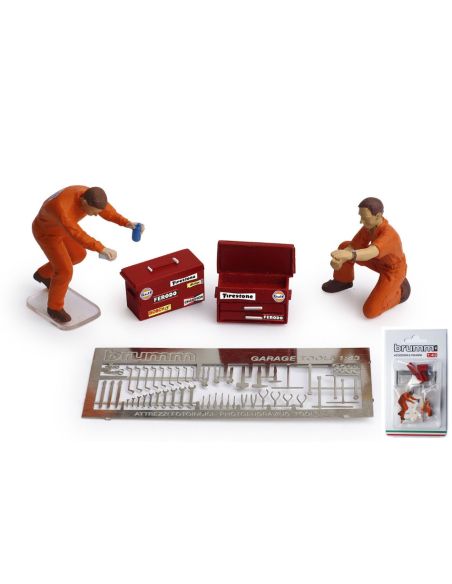 BRUMM BMF110 SET ASSISTENZA 2 MECCANICI + ACCESSORI 1:43 Modellino