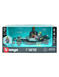 BBURAGO BU28069H MERCEDES AMG W15 N.44 2024 LEWIS HAMILTON WITH FIGURE 1:24 Modellino
