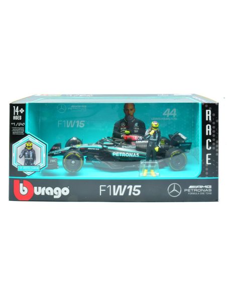 BBURAGO BU28069H MERCEDES AMG W15 N.44 2024 LEWIS HAMILTON WITH FIGURE 1:24 Modellino
