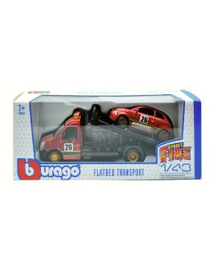 BBURAGO BU31428 FIAT 500e N.26 FLATBED TRANSPORTER RED 1:43 Modellino