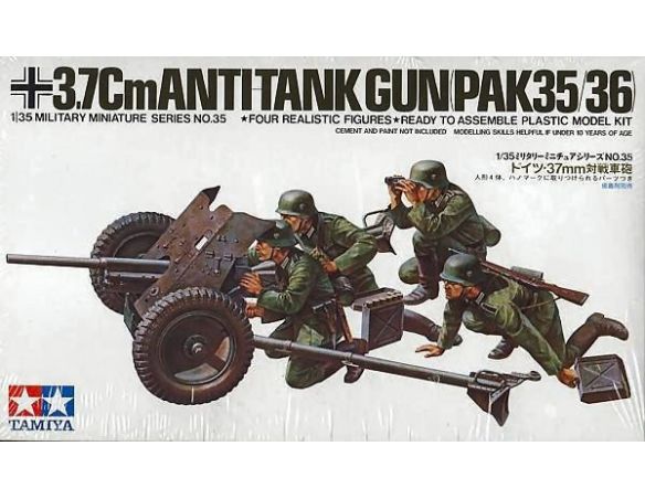 Tamiya TA35035 ANTICARRO DA 37 mm KIT 1:35 Kit Figure Militari