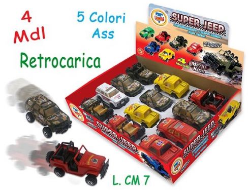 Teorema TE70913 JEEP METALLO cm 8 RETROCAR.ASS.4 MOD. Modellino