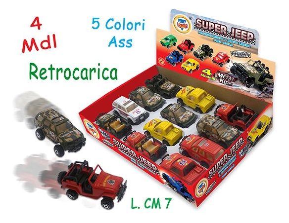 Teorema TE70913 JEEP METALLO cm 8 RETROCAR.ASS.4 MOD. Modellino