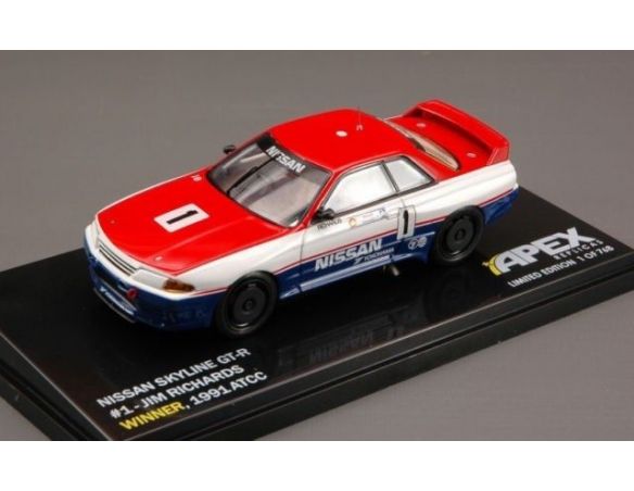 Apex Replicas AR105 NISSAN SKYLINE GT-R N.1 WINNER ATCC 1991 JIM RICHARDS 1:43 Modellino