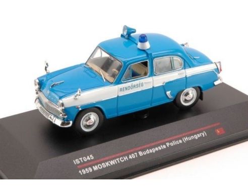 IST Models IST045 MOSKWITCH 407 1959 BUDAPESTE POLICE (HUNGARY) 1:43 Modellino