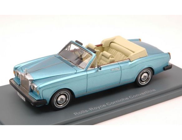 Neo Scale Models NEO44190 ROLLS ROYCE CORNICHE CONVERTIBLE 1971-77 LIGHT BLUE MET.1:43 Modellino