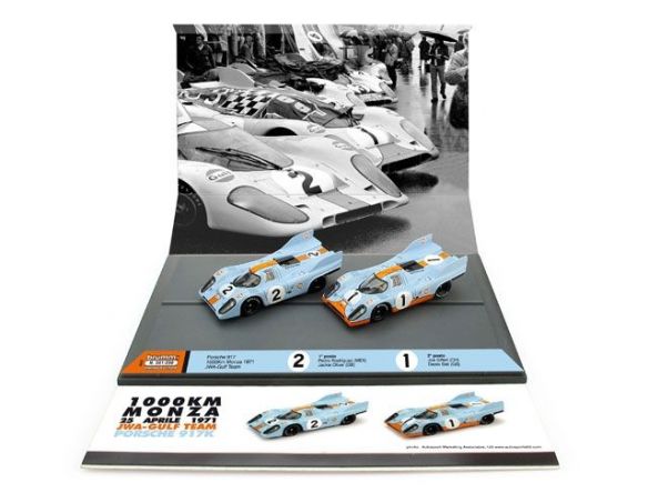 Brumm BMAS56 PORSCHE 917K 1000 KM MONZA 1971 SCUDERIA JWA GULF SET N.1 N.2 1:43 Modellino