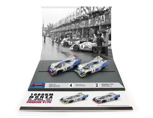 Brumm BMAS57 PORSCHE 917K 1000 KM MONZA 1971 SCUDERIA MARTINI SET N.3 N.4 1:43 Modellino