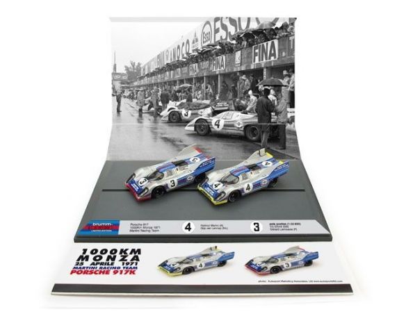 Brumm BMAS57 PORSCHE 917K 1000 KM MONZA 1971 SCUDERIA MARTINI SET N.3 N.4 1:43 Modellino