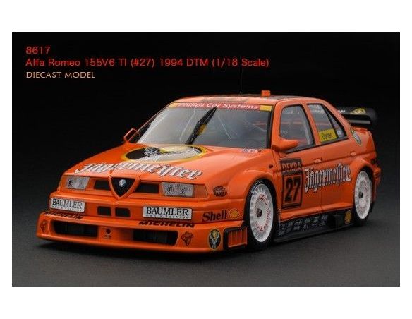 Hpi Racing HPI8617 ALFA ROMEO 155 V6 TI JAGERMEISTER N.27 DTM 1994 M.BARTELS 1:18 Modellino