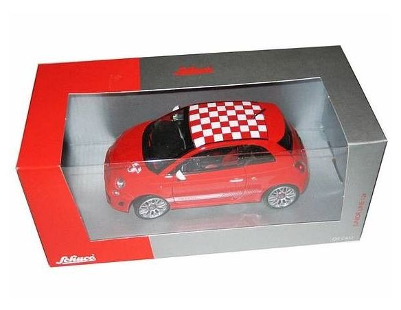 Schuco 3317116 FIAT 500 ABARTH RED TETTO SCACCHI Modellino