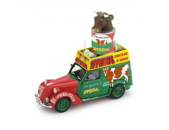 Brumm BM0486 FIAT 1100 FURGONE CAROVANA GIRO D'ITALIA 1950 CARNE SIMMENTHAL 1:43 Modellino