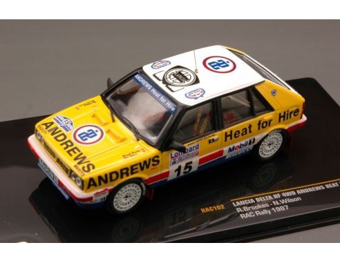 Ixo model RAC102 LANCIA DELTA HF 4WD N.15 RETIRED (ACCIDENT) RAC 1987 BROOKES-WILSON 1:43 Modellino