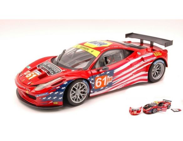 Hot Wheels HWBCT78 FERRARI 458 ITALIA GT2 N.61 31th LM 2012 KAUFFMAN-VICKERS-AGUAS 1:18 Modellino