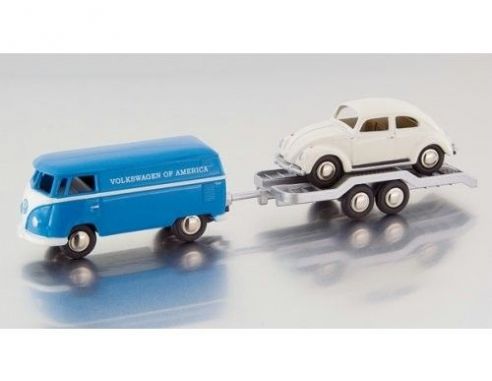 Bub 06518 VW BULLI KASTEN+TRAILER+BEETLE '60 Modellino