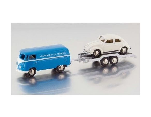Bub 06518 VW BULLI KASTEN+TRAILER+BEETLE '60 Modellino