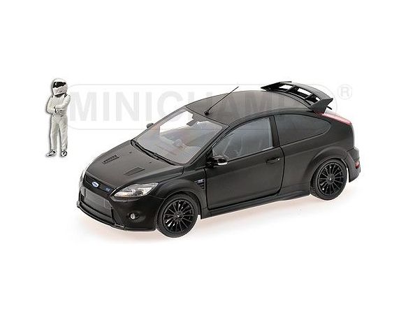 MINICHAMPS 519100800 FORD FOCUS RS 500 MATT BLACK TOP GEAR WITH FIGURINE Modellino