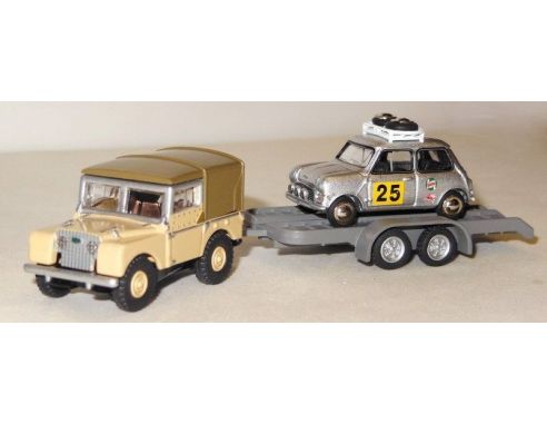 Bub 09602 LANDY + TRAILER + MINI COOPER 1/87 Modellino