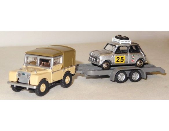 Bub 09602 LANDY + TRAILER + MINI COOPER 1/87 Modellino