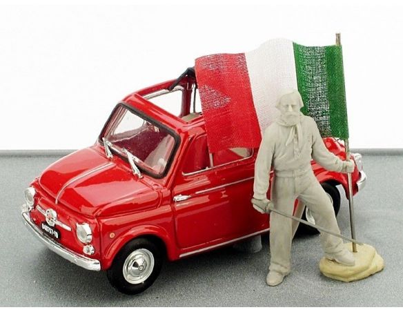 Brumm BMAS150 FIAT 500 Rossa con Garibaldi 150 unità 1:43 Modellino