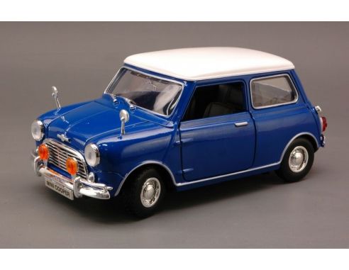 Cararama Motorama MTM73113BL MINI COOPER 1969 BLUE/WHITE 1:18 Modellino