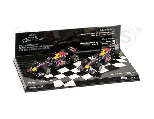 Minichamps PM412110102 RED BULL SET F1 CONSTRUCORS CHAMPION 2011 Pz.2 VETTEL/WEBBER 1:43 Modellino