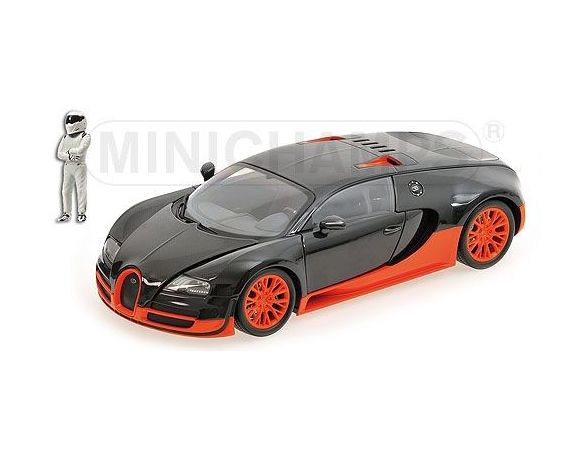 MINICHAMPS 519101101 BUGATTI VEYRON SUPER SPORT CARBON & ORANGE TOP GEAR Modellino