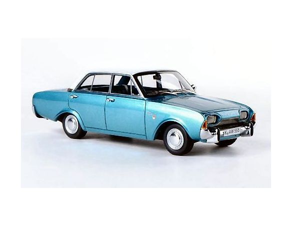 Neo Scale Models NEO44555 FORD TAUNUS 17m P3 4-DOOR 1964 MET.BLUE/WHITE 1:43 Modellino