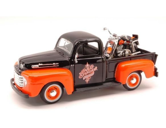 Maisto MI32180 FORD F-1 1948 H.DAVIDSON W/1958 FLH DUO GLIDE 1:24 Modellino