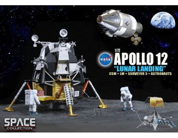 Dragon Wings DWI50387 NASA APOLLO 12 LUNAR LANDING CSM + LM + SURVEYOR 3 + ASTRONAUT 1:72 Modellino