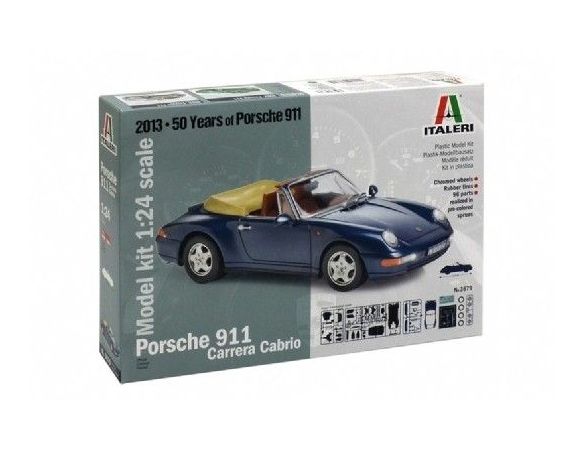 ITALERI 3679 Porsche 911 Carrera Cabrio blue 2013 96 parts 1:24 kit                               Modellino