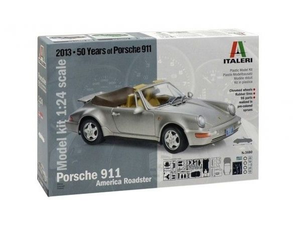 ITALERI 3680 Porsche 911 America Roadster Grey 2013 96 parts 1:24 kit Modellino