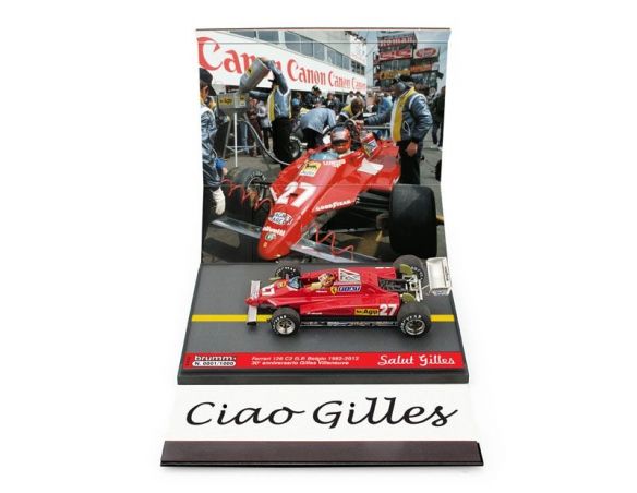 Brumm BMS1252 FERRARI 126 C2 G.VILLENEUVE 1982 N.27 ACCIDENT BELGIUM GP W/PILOTE 1:43 Modellino