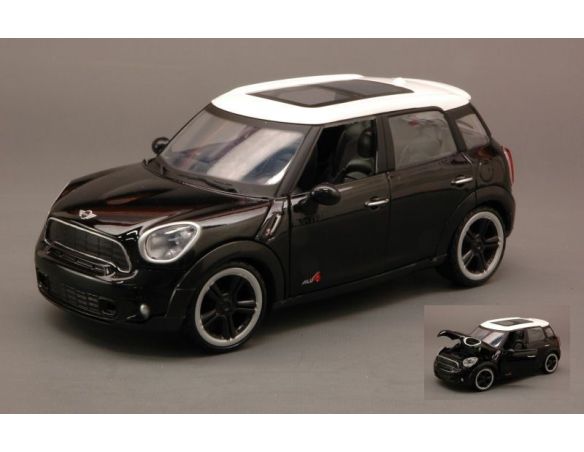 Cararama Motorama MTM73353BK MINI COOPER S COUNTRYMAN 2011 BLACK W/WHITE ROOF 1:24 Modellino