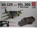 Super Model 10502 HS-129 & Kfz. 305 3 Tons Truck kit militari 1:48 Modellino SCATOLA ROVINATA