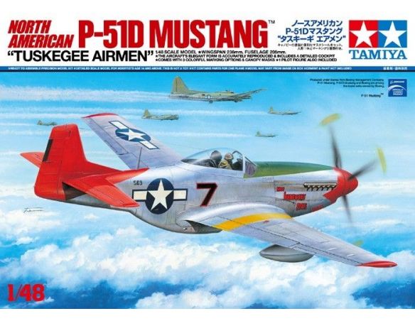Tamiya TA25147 NORTH AMERICAN P-51D MUSTANG “TUSKEGEE AIRMEN” 1/48 KIT DI MONTAGGIO Modellino
