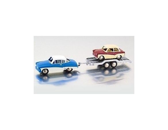 Bub 06253 WARTBURG 311 COUPE TRAILER TRABANT RIMORCHIO 1:87 Modellino