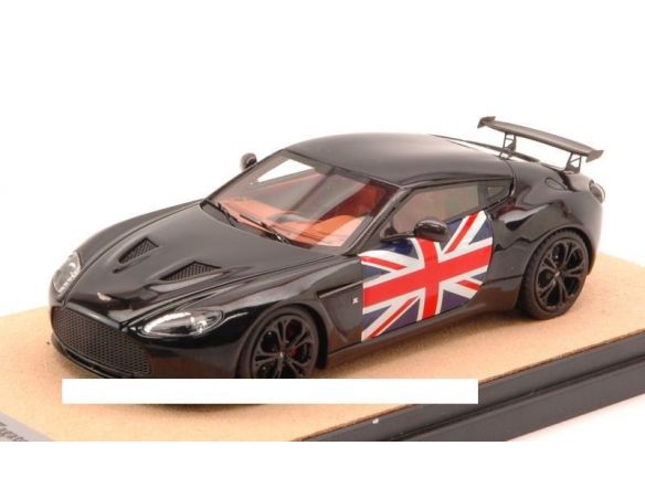 Tecnomodel TMDMI52AR ASTON MARTIN V12 ZAGATO 2012 BLACK W/ENGLISH  FLAG  ED.LIM.PCS 10 1:43 Modellino