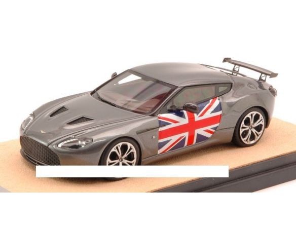 Tecnomodel TMDMI52AP ASTON MARTIN V12 ZAGATO 2012 SILVERGUN W/ENGLAND FLAG ED.LIM.PCS 10 1:43 Modellino