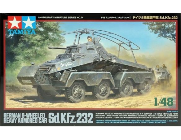 Tamiya TA32574 GERMAN 8-WHEELED HEAVY ARMORED CAR Sd. Kfz. 232 KIT 1:48 Kit Mezzi Militari Modellino