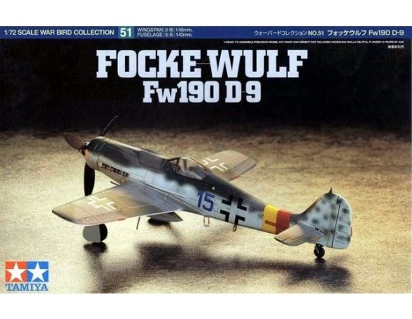 Tamiya TA 60751 FOCKE WULF FW190 D9 AEREO1/72 Kit Modellino
