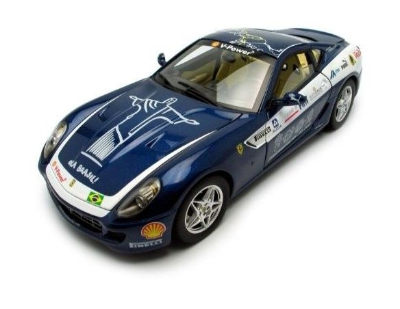 Hot Wheels L7125 FERRARI 599 GTB FIORANO PANAMERICAN TOUR 2006 BLUE 1:18 Modellino