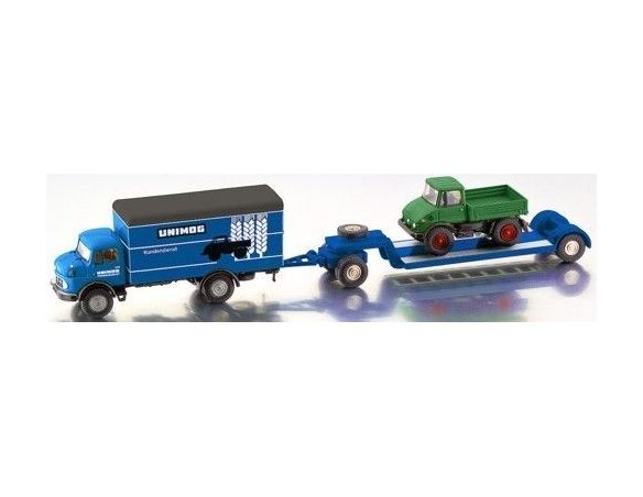Bub 07701 MB L911 + TRAILER + UNIMOG 406 1/87 Modellino