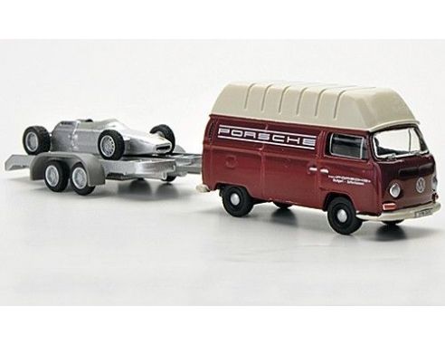 Bub 08703 VW T2A + TRAILER + PORSCHE 804 1/87 Modellino